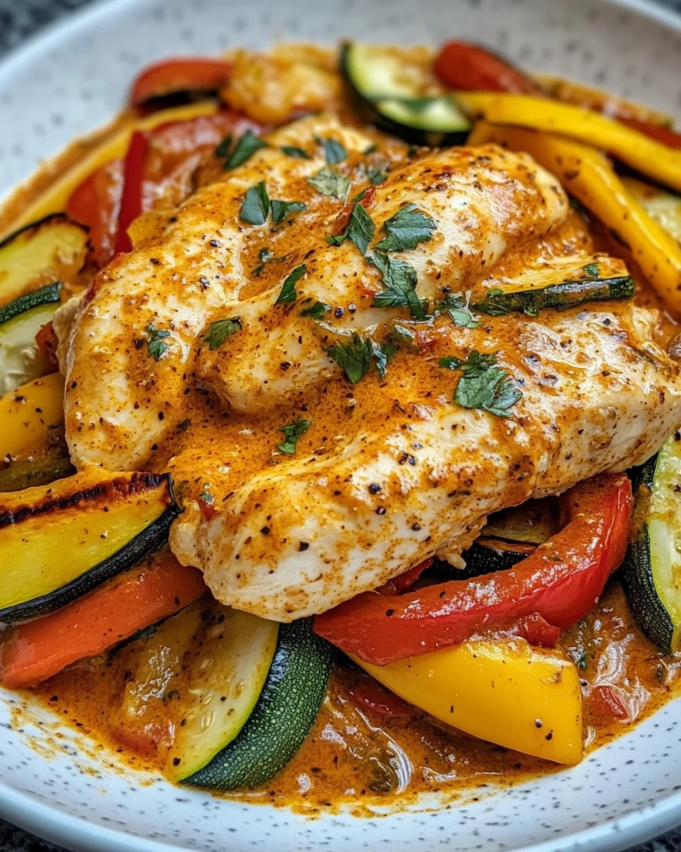 Cremiges Paprika-Zucchini-Hähnchen