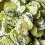 Einfacher Gurkensalat mit Schmand und Dill