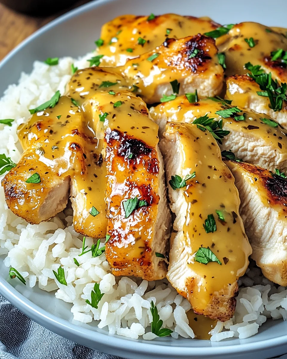 Honig Senf Hähnchen mit Reis