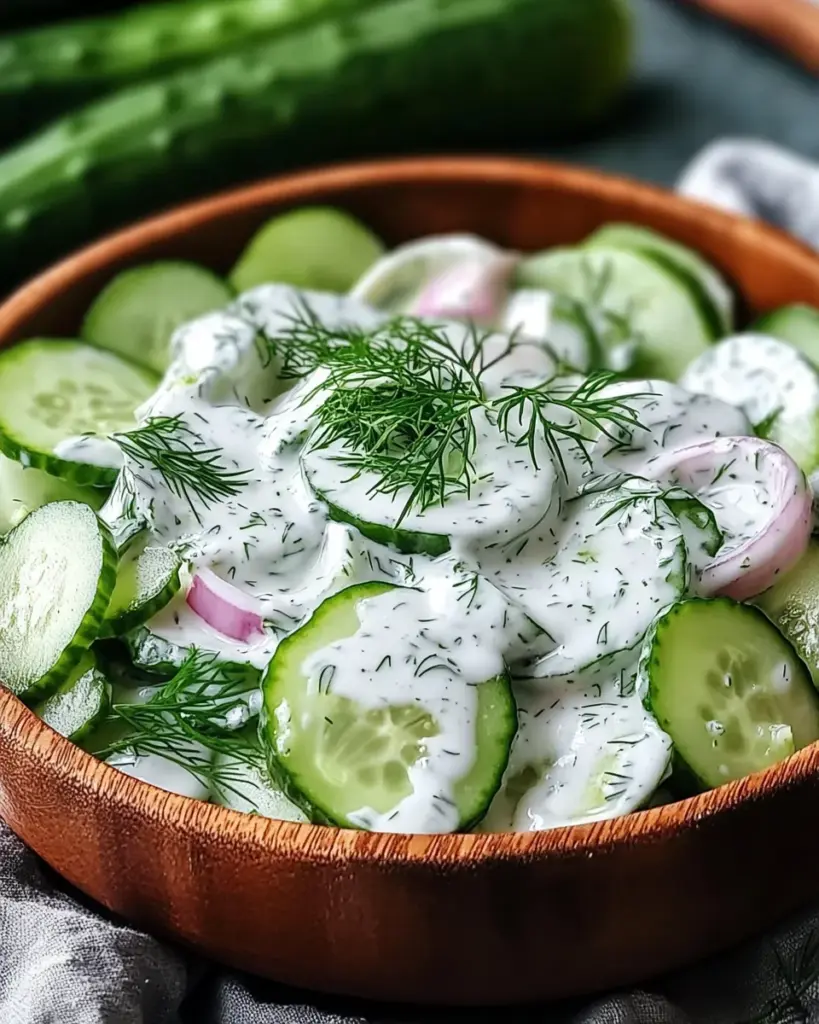Klassischer Gurkensalat mit cremigem Dressing ganz einfach