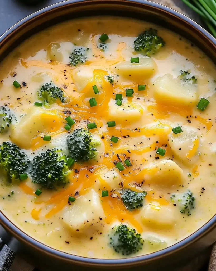 Leckere Brokkolisuppe mit Käse und Kartoffeln