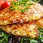 Low Carb Schinken-Mozzarella-Pancakes mit Salat - herzhaftes Pfannkuchen-Rezept