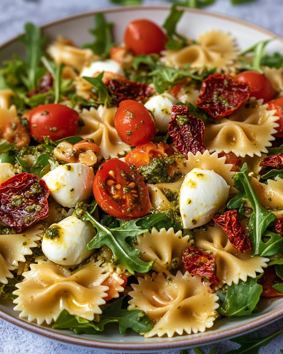 Mediterraner Nudelsalat mit Pesto