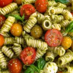 Pesto-Nudelsalat mit Tomaten und Mozzarella