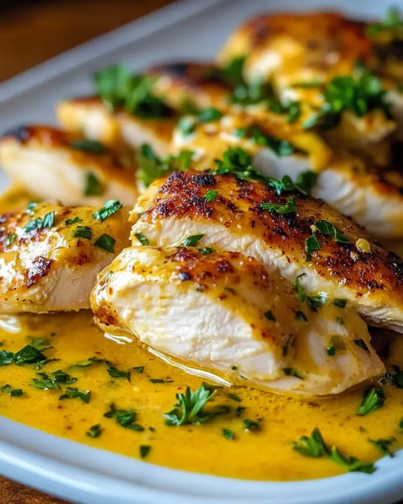 Saftige Hähnchenbrust in goldener Cremesauce