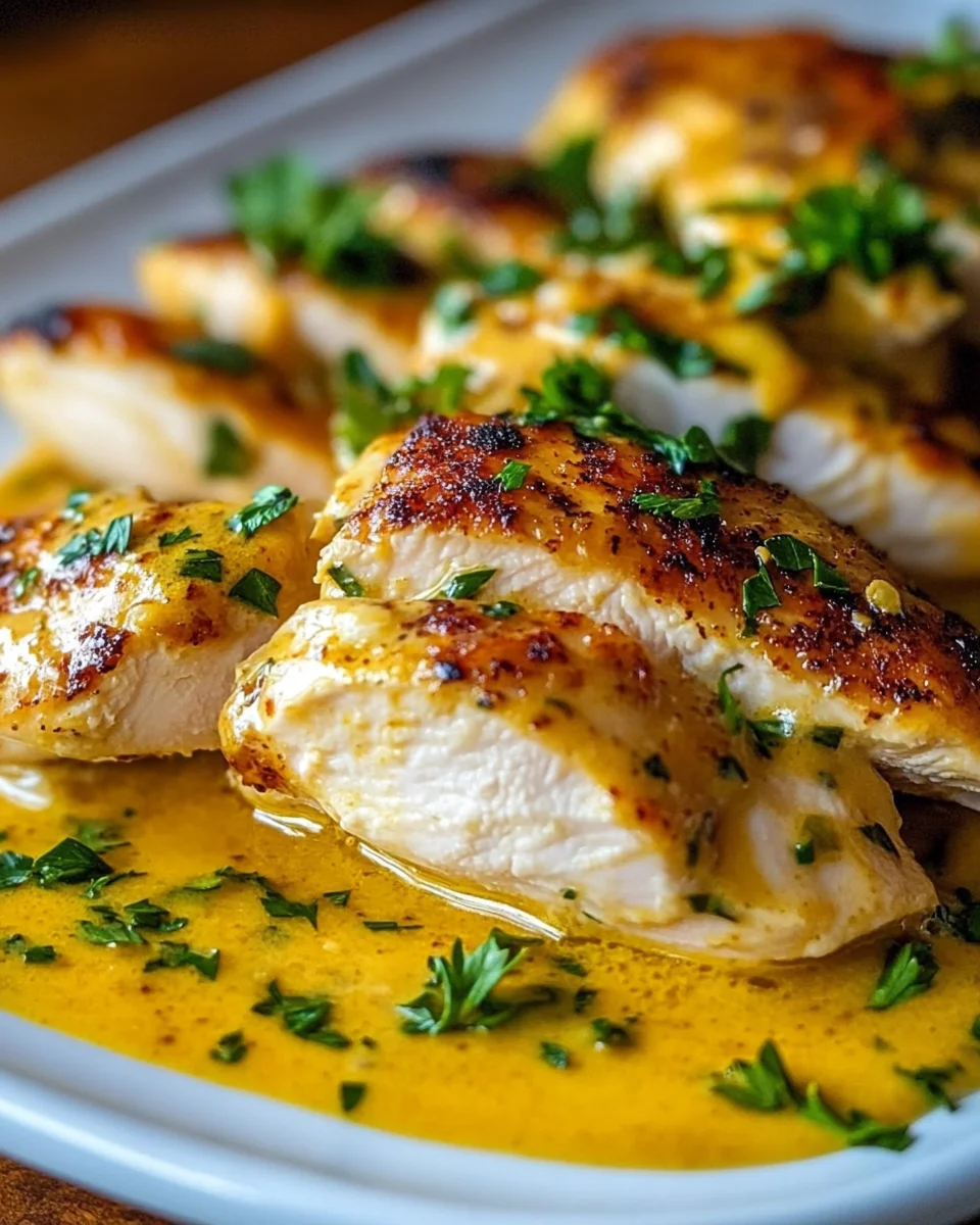 Saftige Hähnchenbrust in goldener Cremesauce