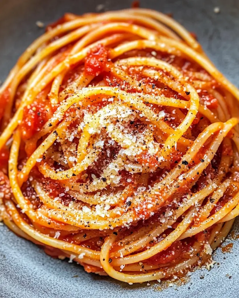 Spaghetti mit scharfer Tomaten-Paprika-Sauce
