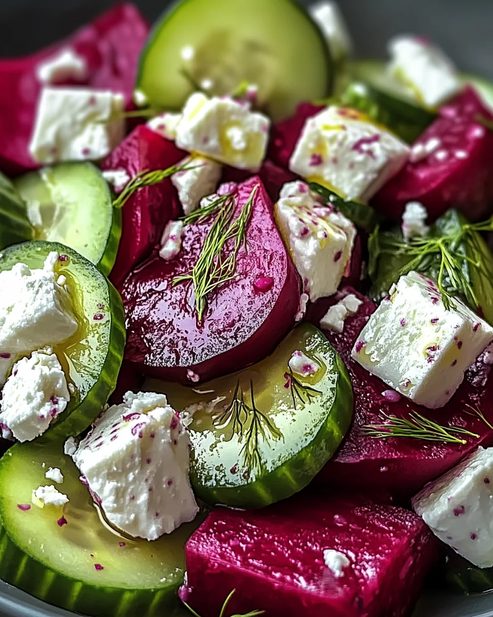 Strahlender Rote-Bete-Salat mit Feta und Gurken für frischen Geschmack!