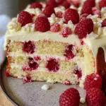 Weißer Schokoladen-Himbeer-Kuchen