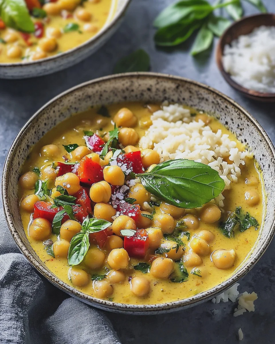 Kichererbsen Curry mit Basilikum