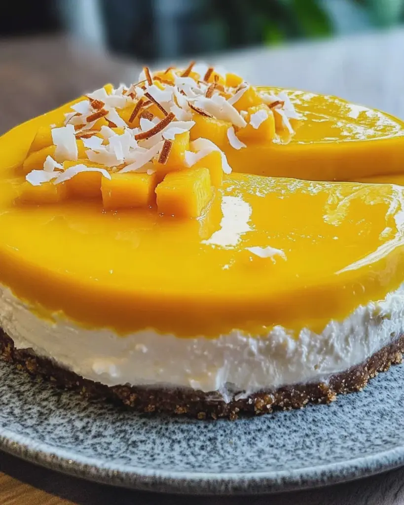 Mango Torte mit Kokos und Fruchtspiegel
