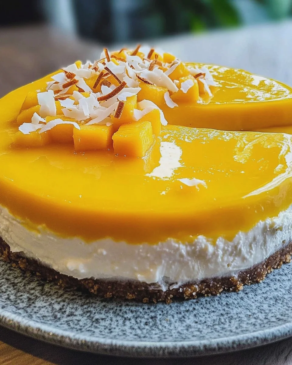 Mango Torte mit Kokos und Fruchtspiegel