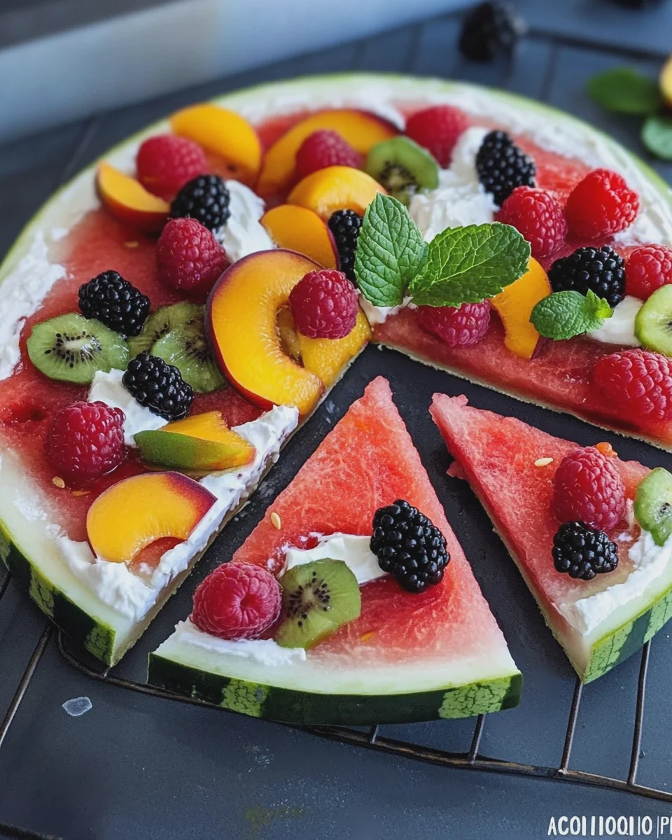 Melonen Pizza Rezept mit Obst