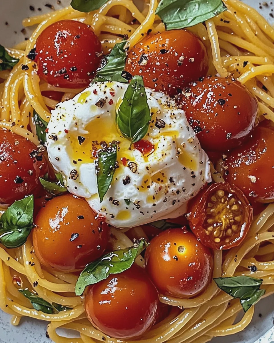 Pasta mit Tomaten und Burrata