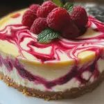 Zitronen-Himbeer-Swirl-Käsekuchen: Süß, fruchtig & cremig