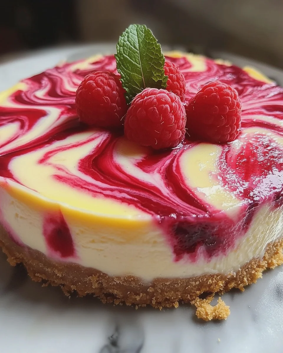 Zitronen-Himbeer-Swirl-Käsekuchen: