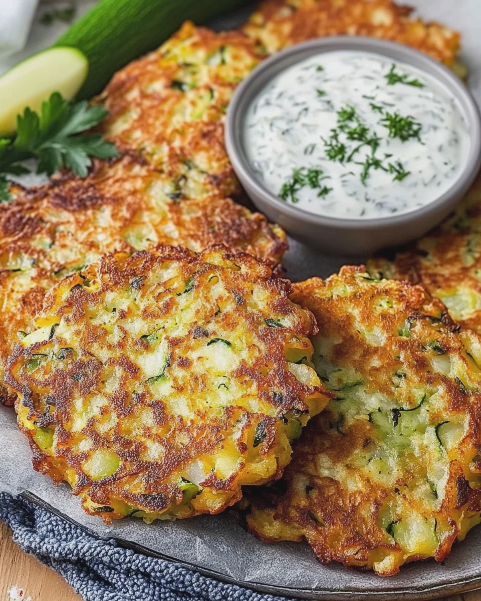 Zucchini-Kartoffel-Puffer mit Kräuterquark